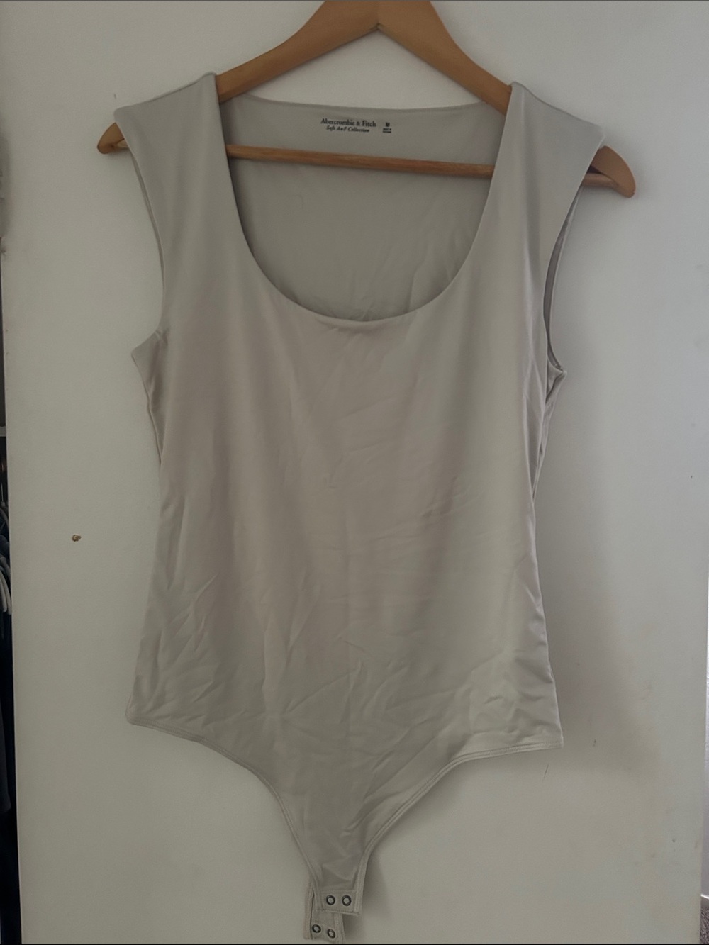Abercrombie & Fitch Light Cream Scoop Neck Sleeveless Bodysuit